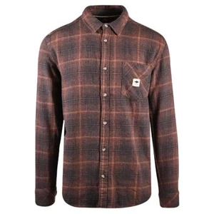 Rip Curl Men's Shirt Burnt Orange Black Plaid Long Sleeve Woven (S10) - Picture 1 of 11