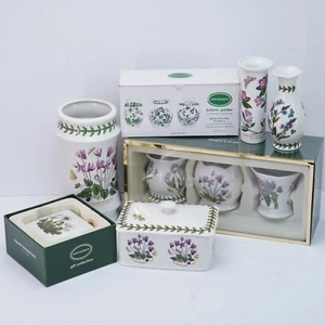 Portmeirion Botanic Garden Cyclamen 11pc Vases Votives Treasure Box + Glassware - Picture 1 of 23