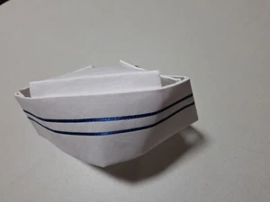 Fabric Cotton Nurse's Cap In Pure White Cotton And Two Narrow Royal Blue... - Picture 1 of 5