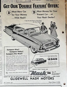 1956 newspaper ad for Nash - Double feature offers, Ambassador - Picture 1 of 1