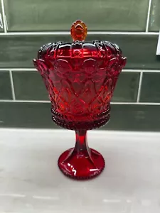 Fostoria Crown Collection Rubinrot Kelch Bonboniere mit Deckel Royal Valentines - Bild 1 von 9