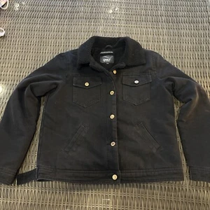LADIES Only DENIM JACKET WITH FLEECE LINING SIZE 10 Black - Picture 1 of 15