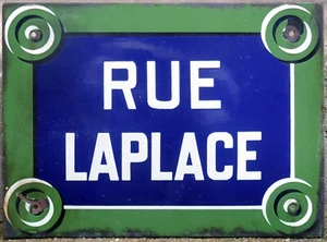 Alte französische Emaille Straßenschild Straßenschild Laplace Schwarze Löcher Paris 5e Sorbonne - Bild 1 von 5
