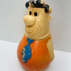 Vintage THE FLINTSTONES Plastic BLOW MOLD Wobbler Bowling Figure FRED FLINTSTONE - Picture 1 of 10