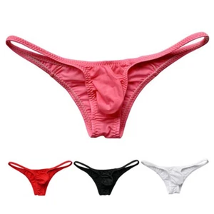 Mens Ice Silk Briefs Sexy Low Rise Pouch Underwear Lingerie Bikini Underpants US - Picture 1 of 12