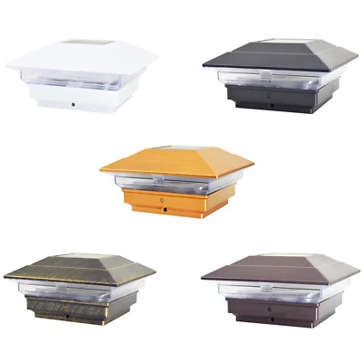 POLAR BEAR HOME 4 Black Bronze Brown Copper White 4x4 Solar Post Lights Cap Deck Fence Outdoor