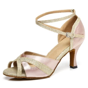 Zapatos de baile latino mujeres damas niñas salón de baile tango salsa zapatos tacón personalizable - Imagen 1 de 15