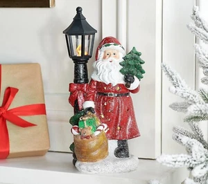 Lightscapes 11" Santa Figurine w/ Illuminated Lamp Post - Picture 1 of 3