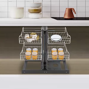 Blind Corner Pull Out Organizer, 2-tier 4 Basket Pull-Out Shelf Organizer - Picture 1 of 9