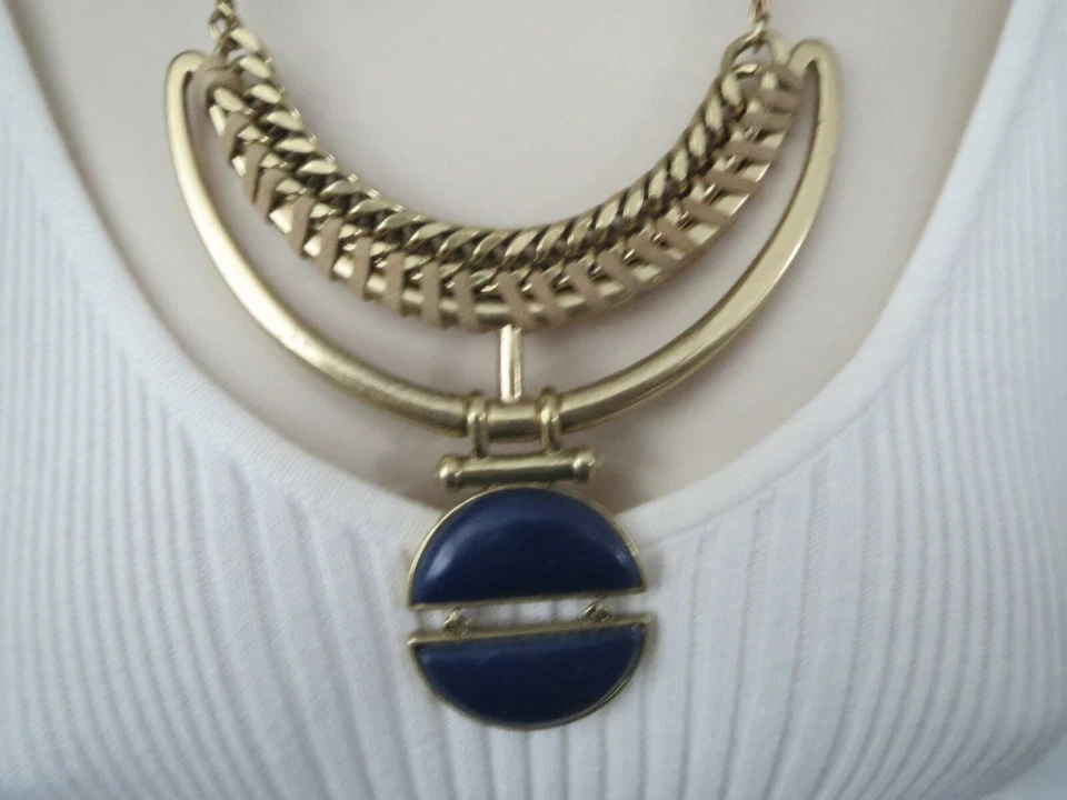 Lucky Brand золотой тон ~ синий камень ~ заявление ожерелье, новый с Ярлыками - Изображение 1 из 1