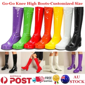 Go Go Knee High Ladies Gogo Boots Hippie Hippy 60s 70s Disco Costume Shoes New - Picture 1 of 63