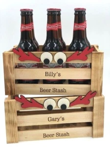 Personalised Christmas Reindeer Beer Crate Cider Him Her Mum Dad Men Friend Gift - Picture 1 of 4