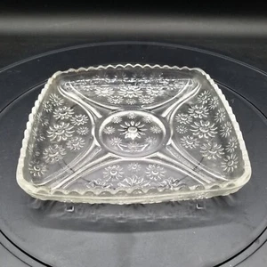 Hazel Atlas Crazy Daisy Bandeja Cuadrada Relish Almuerzo Postre Plato Baratija - Imagen 1 de 8