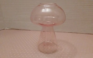 Light Pink Lightweight Ribbed Glass Mushroom Vase Planter 5.5" - Picture 1 of 4