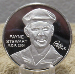 De colección Payne Stewart Salón de la Fama del Golf Profesional 1 Troy OZ Plata .999 Redondo Golf - Imagen 1 de 2