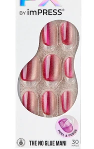 KISS IMPRESS COLOR FX PRESS ON FALSE NAILS ONE STEP MANI WALK OUT PINK VELVET - Picture 1 of 7