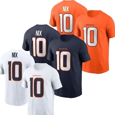 SALE 30% - Bo Nix #10 Denver Broncos Name & Number Player T-Shirt For Fans - Image 1 of 4