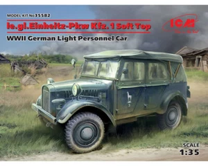 Le.gl.Einheitz-Pkw Kfz.1 Soft Top, WWII German Light Personnel Car 1:35 ICM35582 - Foto 1 di 5