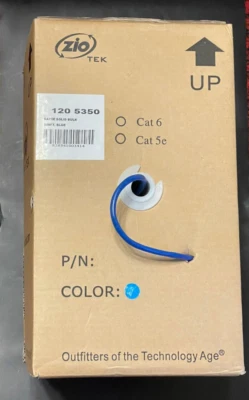 CAT5e Solid Bulk Cable - 500ft, Blue, 24 AWG, UTP, 350 MHz - Image 1 of 4