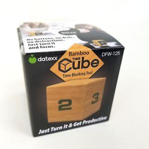 Datexx Bamboo Time Cube 1-4 Minute Preset Productivity Timer 2.5" Square DFW125