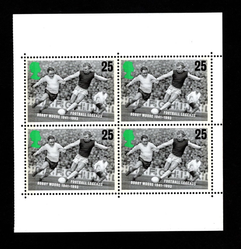 Great Britain,  Sc #1664a, MNH, 1996, Pane of four, Soccer, BOBBY MOORE, RDD-F - Image 1 of 1