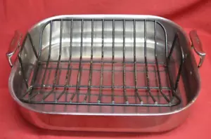 Teglia e cremagliera svasata in acciaio inox grande 16,5 x 14 pollici completamente rivestita - Foto 1 di 9