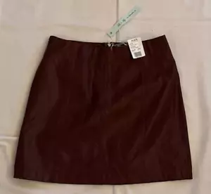 She + Sky Women's Wine Burgundy Faux Leather Lined Straight Mini Skirt SMALL - Picture 1 of 7