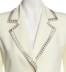 MOSCHINO COUTURE IVORY WHITE SILVER METAL HOOK EYE TRIM USA 6 JACKET BLAZER - Picture 1 of 14