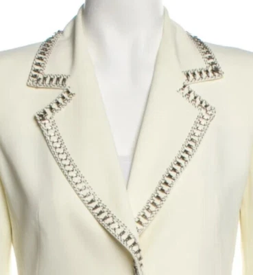 MOSCHINO COUTURE IVORY WHITE SILVER METAL HOOK EYE TRIM USA 6 JACKET BLAZER - Image 1 of 4