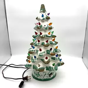 Caja de música de cerámica vintage para iluminar árbol de Navidad enchufe eléctrico blanco esmerilado - Imagen 1 de 11