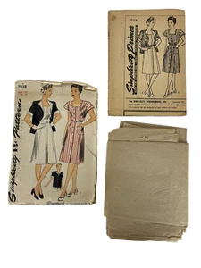 RARE Vintage 1944 Simplicity Punch Hole Sewing Pattern #1038 40 Bust 43 Hip READ - Picture 1 of 4