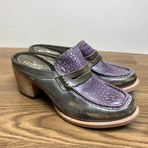 Freebird Collins Mula Talla 9 Cocodrilo Púrpura Mula Cuero Envejecido Sin Cordones - Imagen 1 de 9