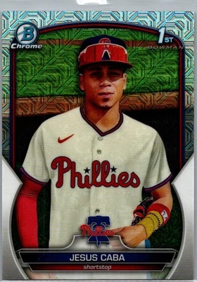 2024 Bowman Chrome Prospects Jesus Caba Mojo Refractor (RC) Phillies - Image 1 of 2