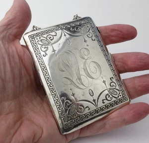 Vintage Sterlingsilber griechischer Schlüssel verziertes Design LVE Monogramm Geldbörse 92 Gramm - Bild 1 von 16