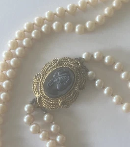 De colección Menorca Convertible 2 Hilos Imitación Perla Cuello/Hematita Camafeo Cierre/Pin - Imagen 1 de 8