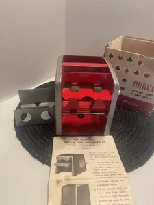 VTG 1950’s Arrco Card Shuffler W/ Box Hand Operated Crank Red & Silver - Bild 1 von 8