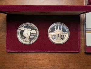 SILVER PROOF! 1983 & 1984 S Los Angeles Olympics Dollar Coin Set $1 - Picture 1 of 5