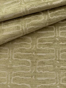 SUZANNE TUCKER "ONDA/Fern" Yellow/Green undulating pattern-Chenille-56.5"Wx80"L - Picture 1 of 8