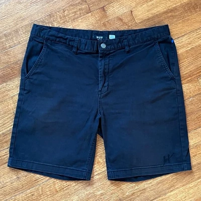 Pantalones Cortos Chinos HUF Hombres 36 Negros Calce Clásico Elastizados Playa Street Skate Foto 1 de 4