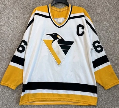 Vintage CCM NHL Mens Large Pittsburgh Penguins Mario Lemieux Robo Hockey Jersey  - Image 1 of 4