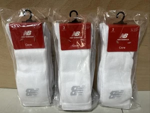 New Balance Mens 3 Pack Socks - Cushioned Crew Socks White, Size 9-11 X 3 Packs - Picture 1 of 6
