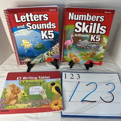 Abeka K5 Letters & Sounds, Numbers Skills Teacher Keys, Manuscript Tablet, Cards - Image 1 of 4