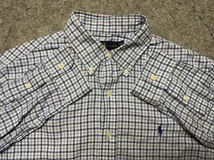 Polo Ralph Lauren Shirt Mens Medium Blue White Plaid Button Down Long Sleeve - Picture 1 of 12