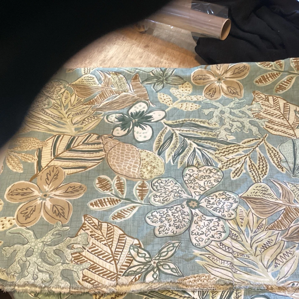 ROBERT ALLEN MOTIVOS MIXTOS ROCÍO AZUL CONCHA MARINA FLORAL TELA MULTIUSO 2 yardas Foto 1 de 1