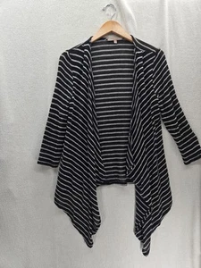 Casual Couture by Green Envelope Black & White Open Front Assymetrical Sweater M - Picture 1 of 6