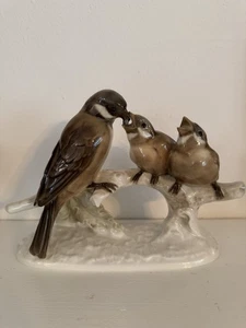 Vintage Hutschenreuther Germany handbemalte Porzellan Gruppe Figur Vögel - Bild 1 von 7