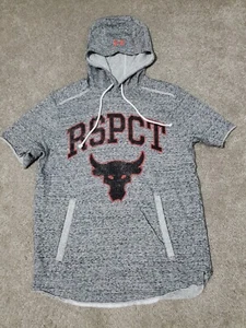 Under Armour Project Rock Hoodie Mens Size Small Pullover Gray Fleece Jumper - Picture 1 of 7