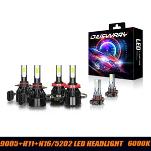 For GMC Sierra 1500 2500 3500 -6000K led Headlights High Low Fog Light Bulbs KIT - Picture 1 of 12
