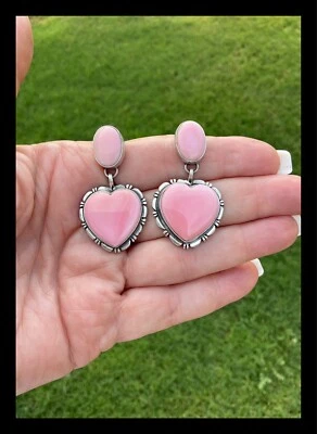 NAVAJO~CARACOLA ROSA~SS~CORAZÓN~ PENDIENTES~THOMAS FRANCISCO Foto 1 de 4