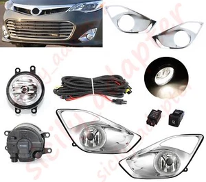 Fits 2013-2015 Toyota Avalon Bumper Fog Lights Lamps+Switch+Sliver Cover Bezels - Picture 1 of 11